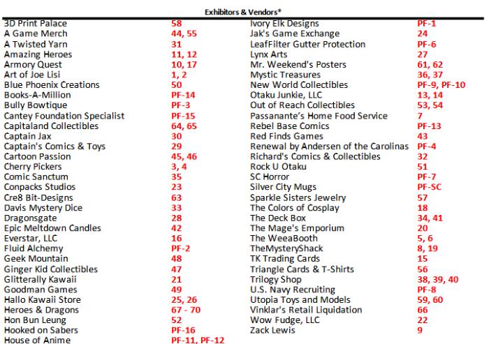 2025 Floorplan & Exhibitor/Artist List